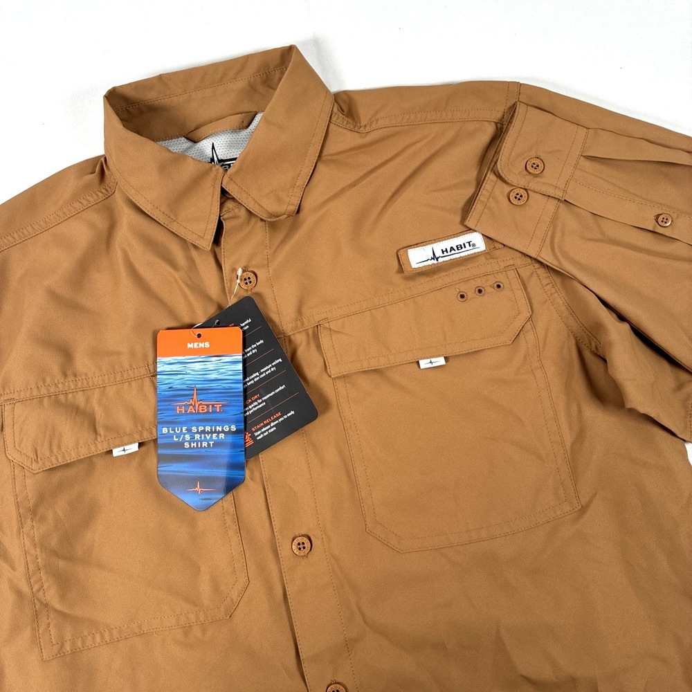 New Mens Habit Blue Springs Long Sleeve River Shirt Size Small NWT Fishing